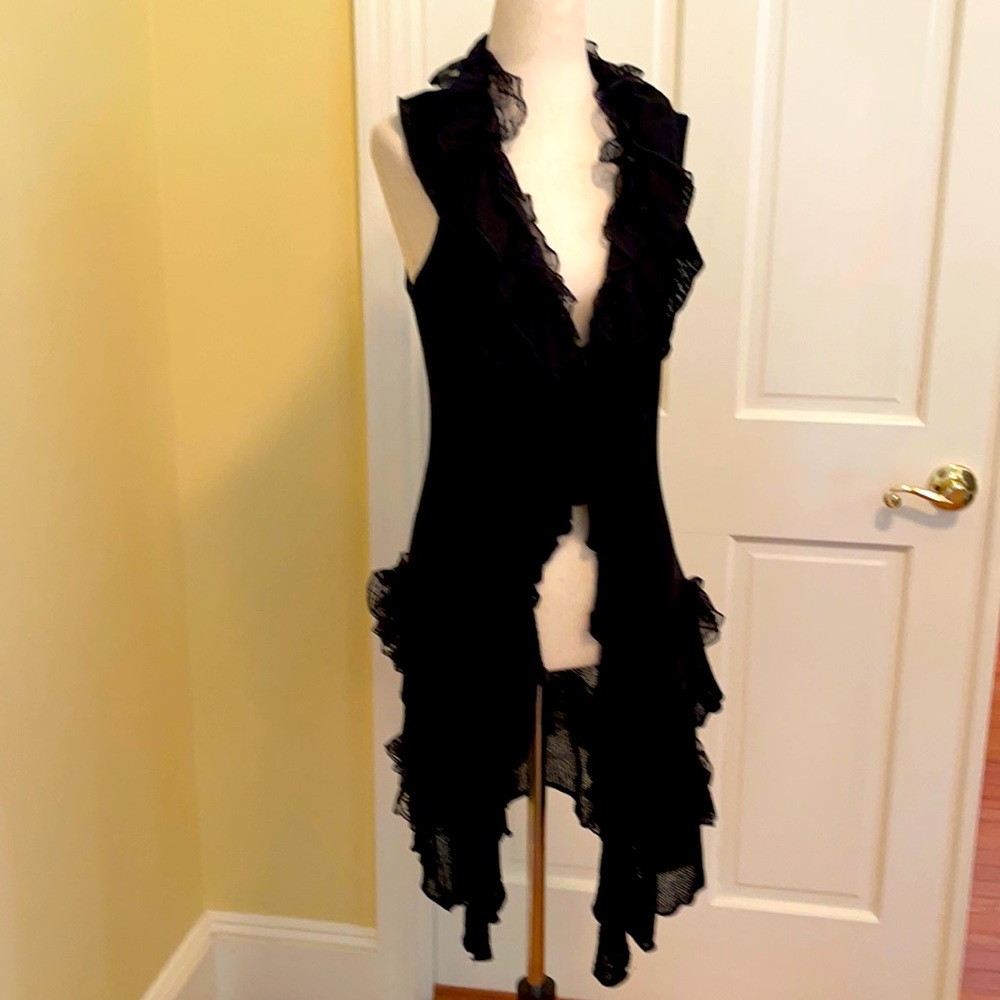 Black shawl wrap with lace